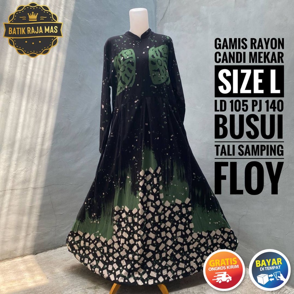 Gamis Terbaru2022 Model Terbaru Wanita Remaja Dewasa Syari Raya Lebaran Motif Batik Abstrak Busui Fr
