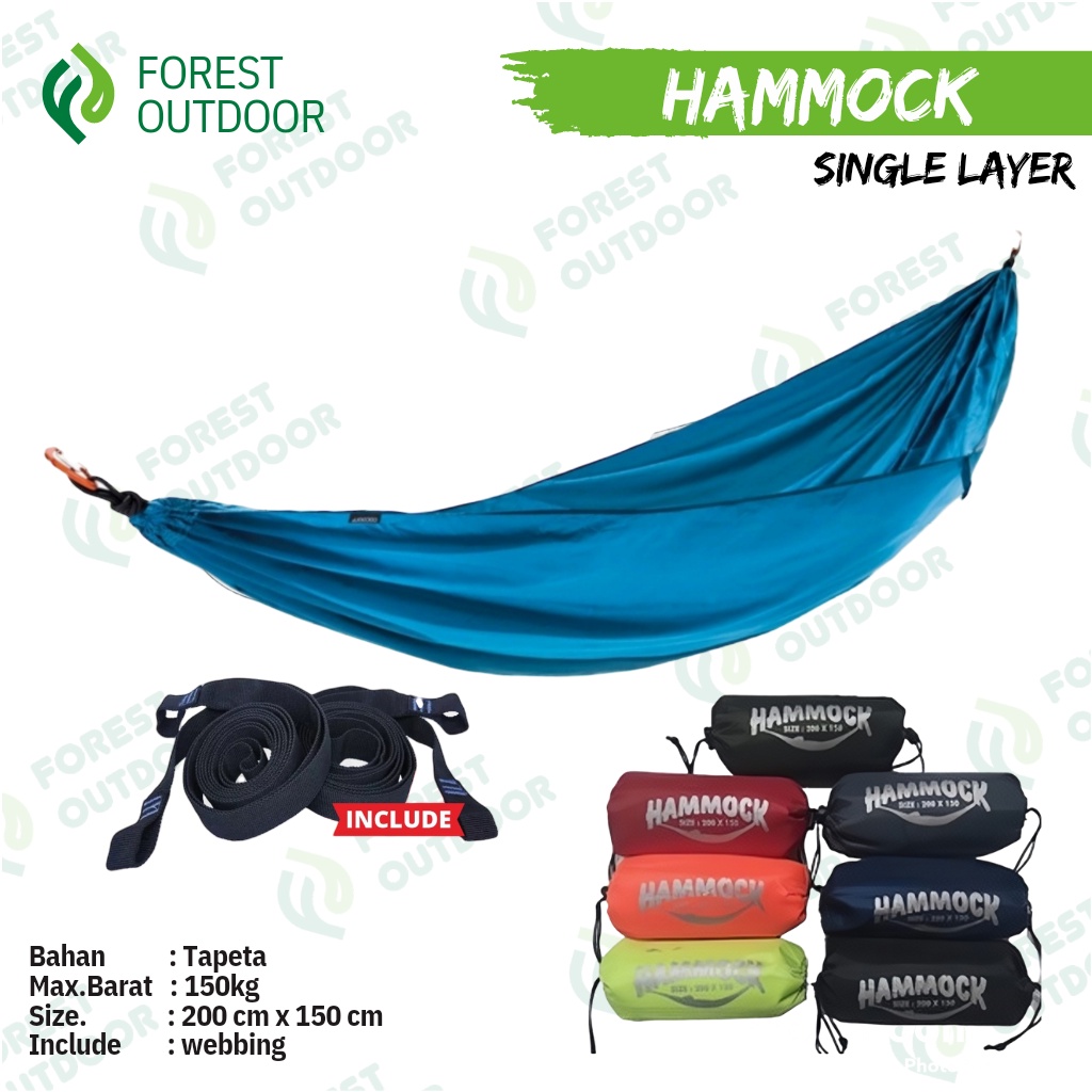 hammock singel ayunan gantung / beban max 150 kg include tali 2 pcs / hamok pohon / hemok / hamock ayunan /hemok / hemock / ayunan gantung