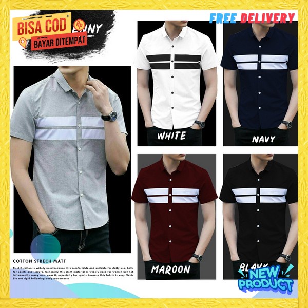Buju Laki2 Premium Baju Kmja Cowo Terbaru Bajy Hem Laki Laki Jumbo Pskaian Cwok Slimfit Kekinian Kem