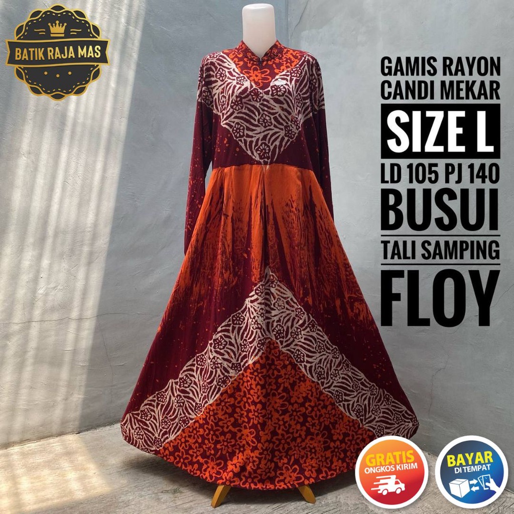 Baju Gamis Wanita Terbaru 2022 Dewasa Syari Raya Lebaran Motif Batik Abstrak Busui Friendly Resletin