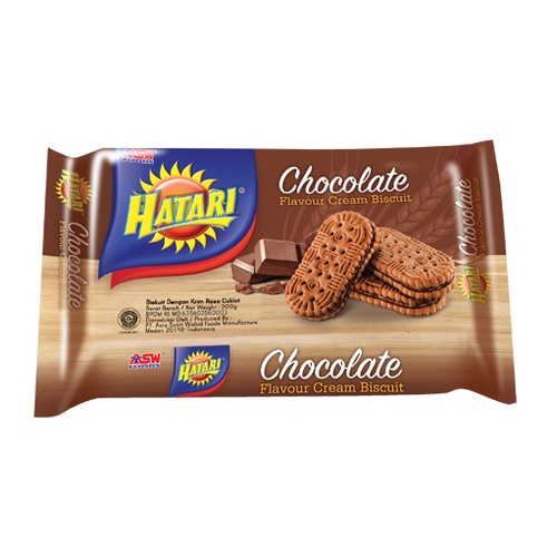 

Hatari Chocolate Flavour Cream Biscuit 190gr / ASWFoods Biskuit Coklat
