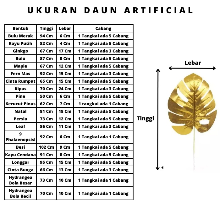 [1 Pcs] Daun Artificial Gold Premium / Daun Emas Palsu Plastik / Daun Mas Hiasan Dekorasi / Daun Ginkgo Artificial / Daun Mas / daun ginkgo mas