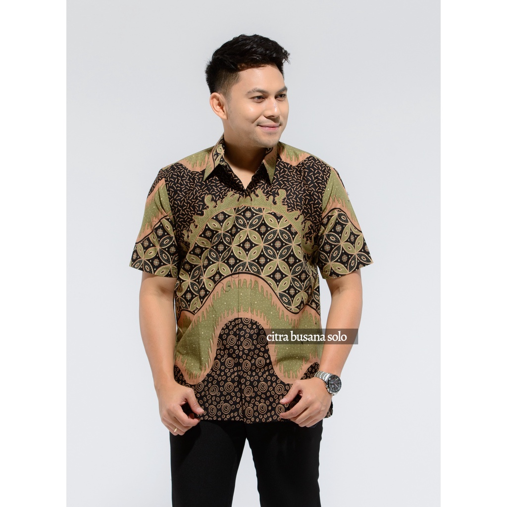 KAWUNG JAYA PENDEK Kemeja Batik Pria Full Furing Bahan Katun Primisima