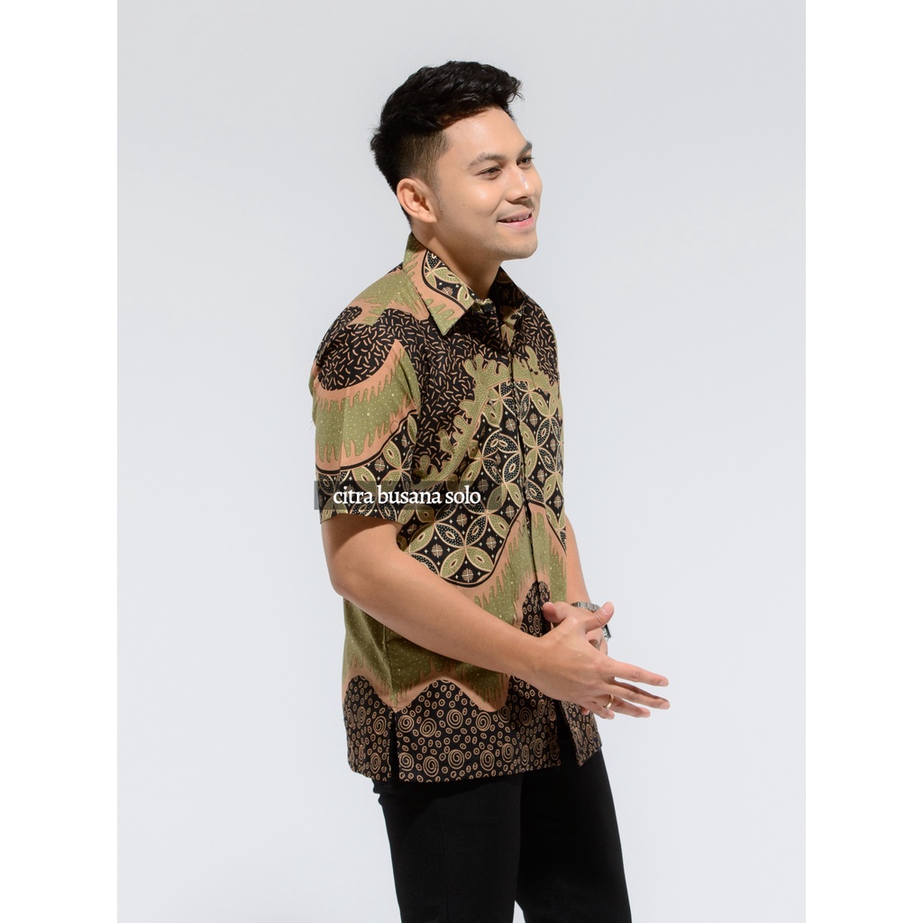 KAWUNG JAYA PENDEK Kemeja Batik Pria Full Furing Bahan Katun Primisima