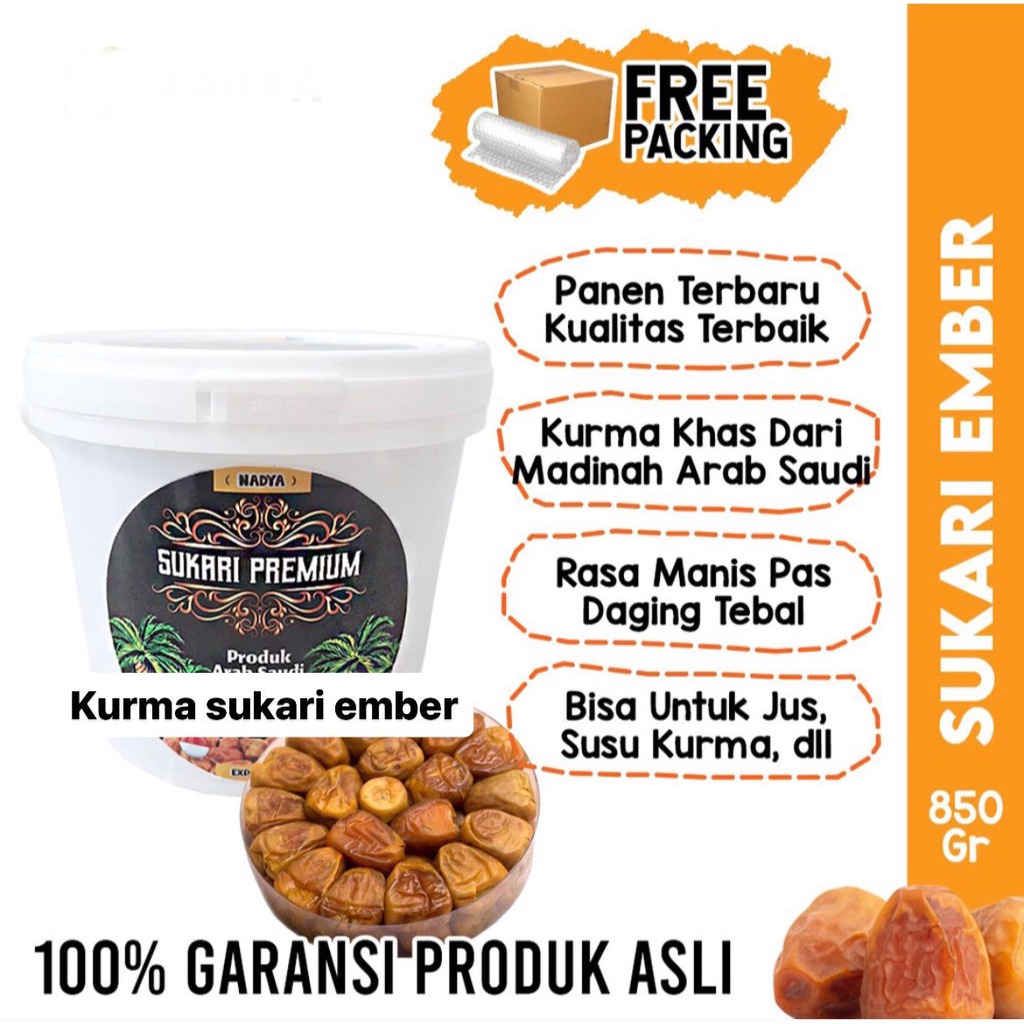 

Kurma Sukari Ember 850gr Sukkari Timba Sukari Al Qaseem Al Qosim Al Qassim Original Premium Grade A