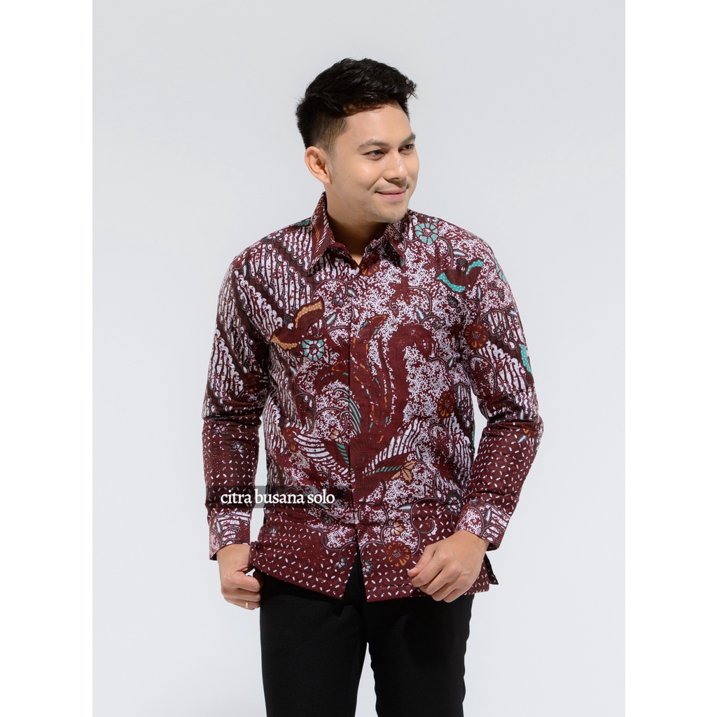 DEWARI MERAH Kemeja Batik Pria Full Furing Bahan Katun Sragenan