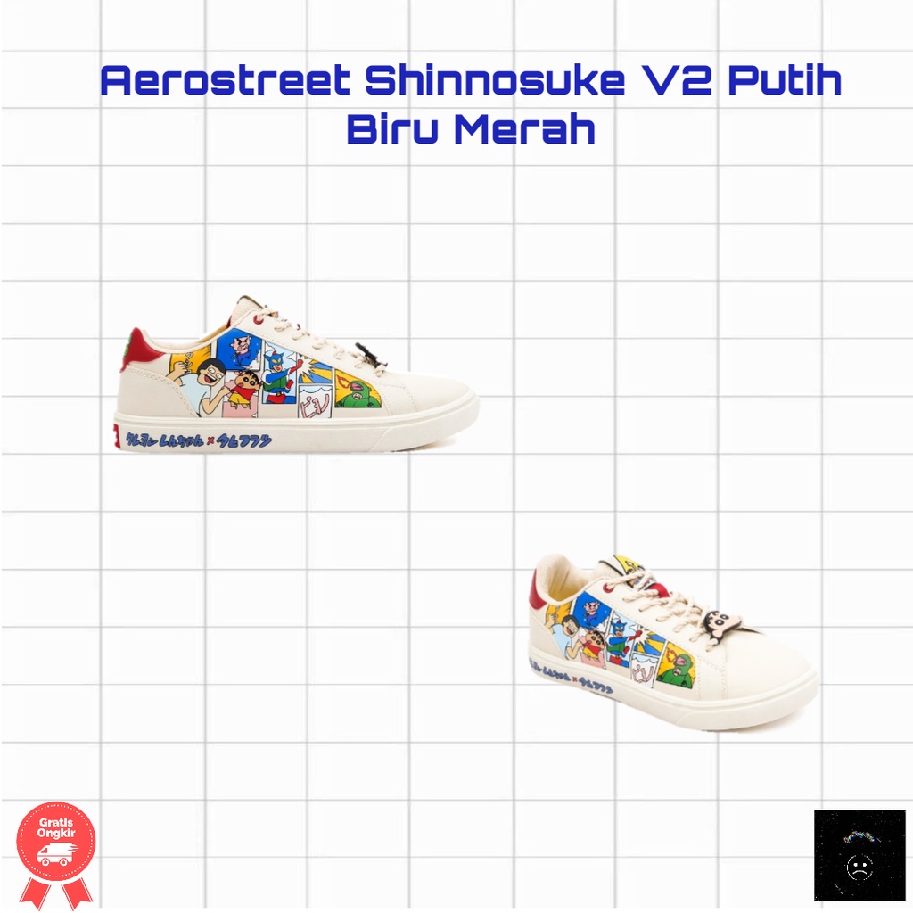 Aerostreet X Sinchan Shinnosuke V2 Putih Biru Merah