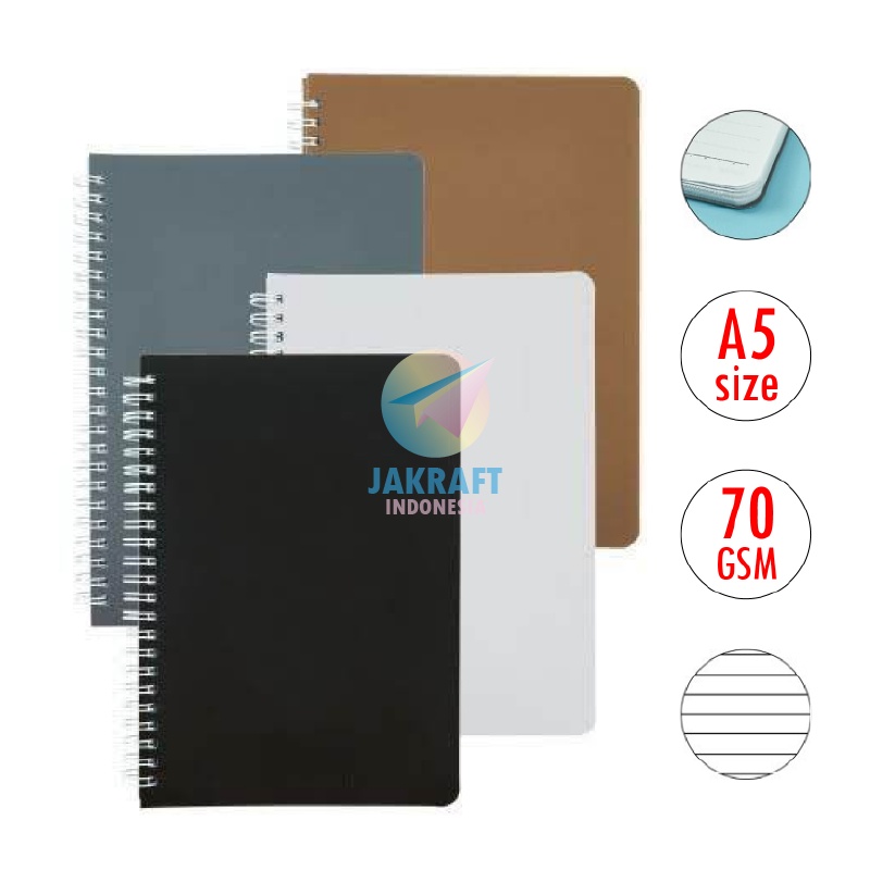 

(1 Pcs) Notebook Spiral Kawat Sedang A5 JOYKO NB-690 Cover Solid Polos Buku Catatan Bergaris isi 60 Lembar