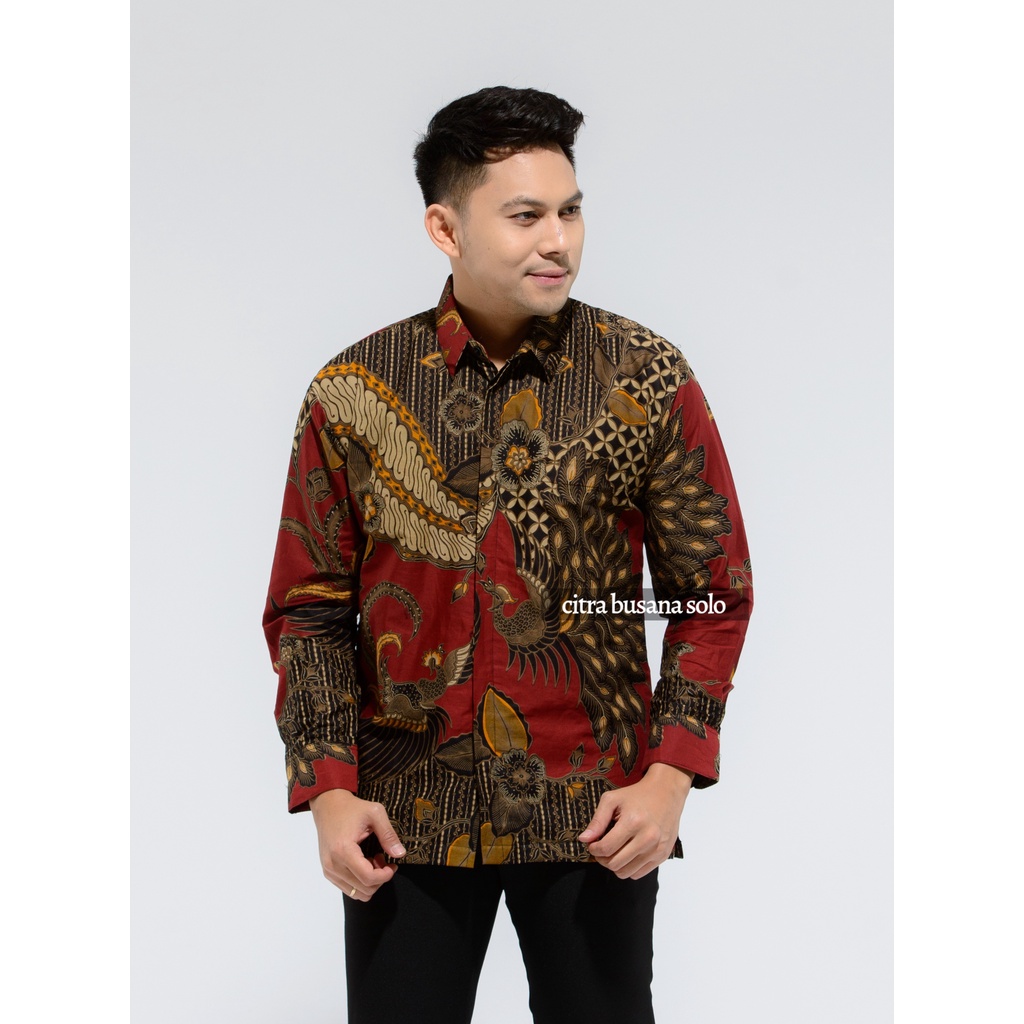 MESEM MERAH Kemeja Batik Pria Full Furing Bahan Katun Sragenan