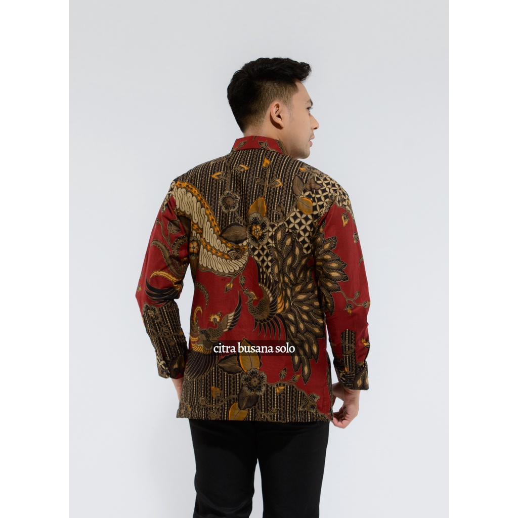 MESEM MERAH Kemeja Batik Pria Full Furing Bahan Katun Sragenan