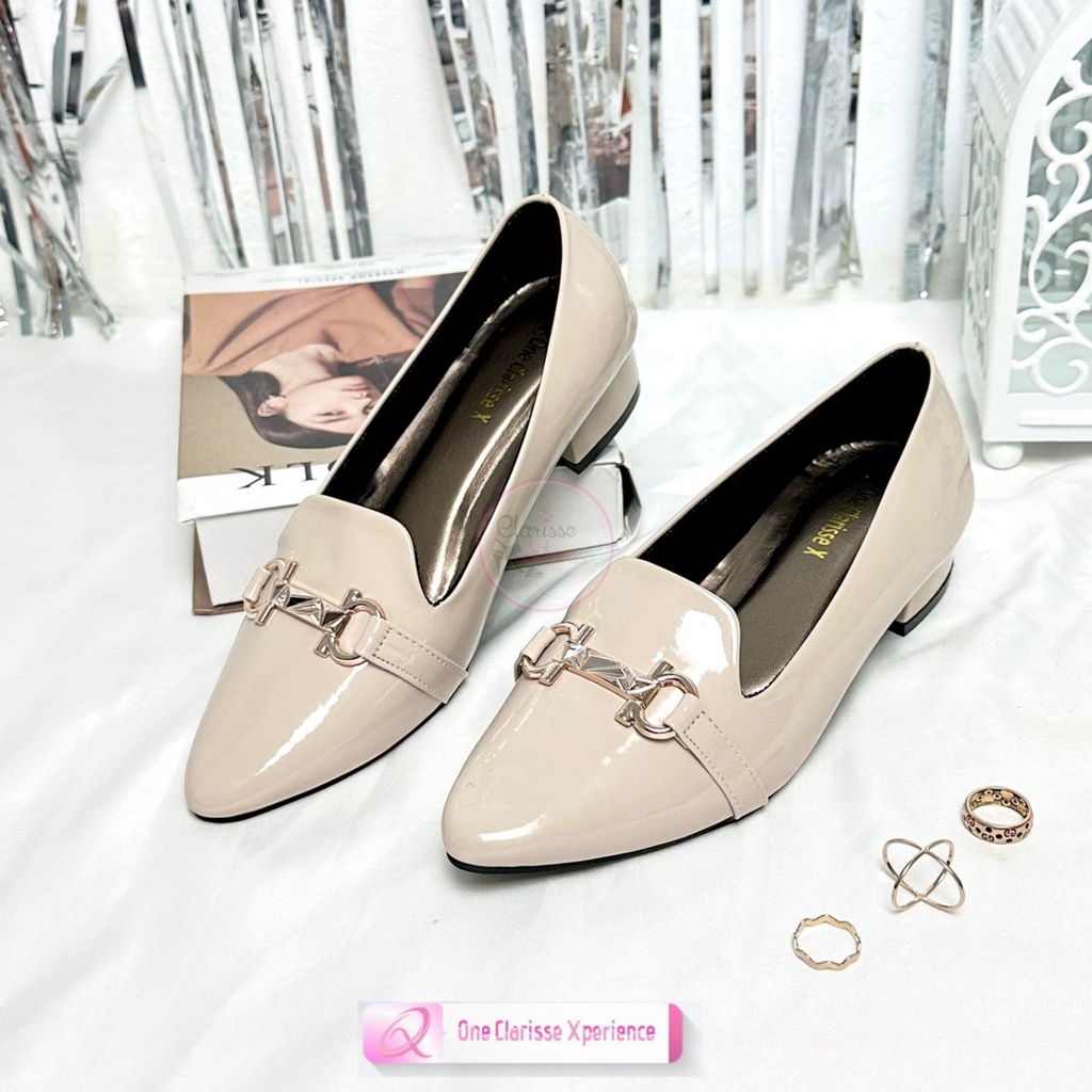 7.7 Clarisse  Pantofel Kerja AUREL Hak Pump Wanita Tinggi 3CM Matt Glossy