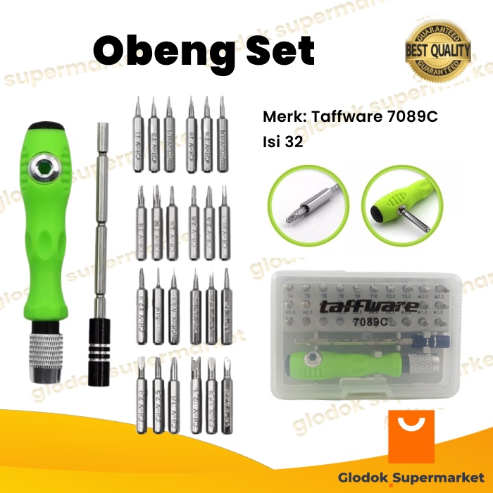 Obeng Set 32 in 1 Taffware 7089C Screwdriver Plus Minus Star Reparasi Tools Magnetic