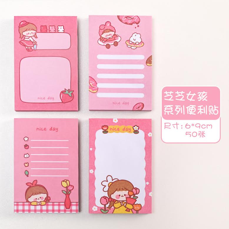 OVERFLOWS.ID STICKY NOTE AESTHETIC MEMO PAD TEMA PINK / STICKY NOTE RABBIT PINK
