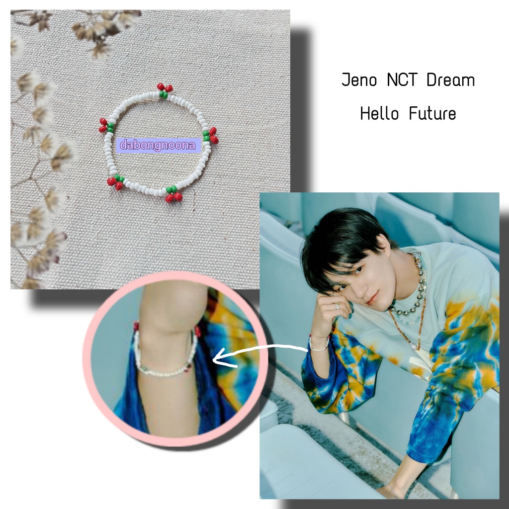 JENO NCT Dream Hello Future Bracelet - Cherry Bracelet - Gelang KPOP - GELANG Manik Beads