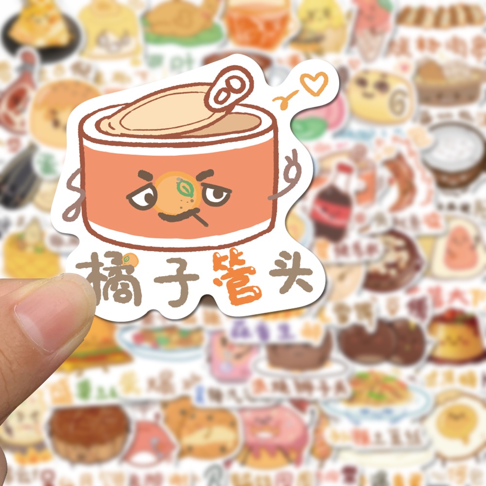 55 Pcs Makanan Kartun Lucu text cute Stiker laptop Cangkir Air Dekorasi sticker Tahan Air