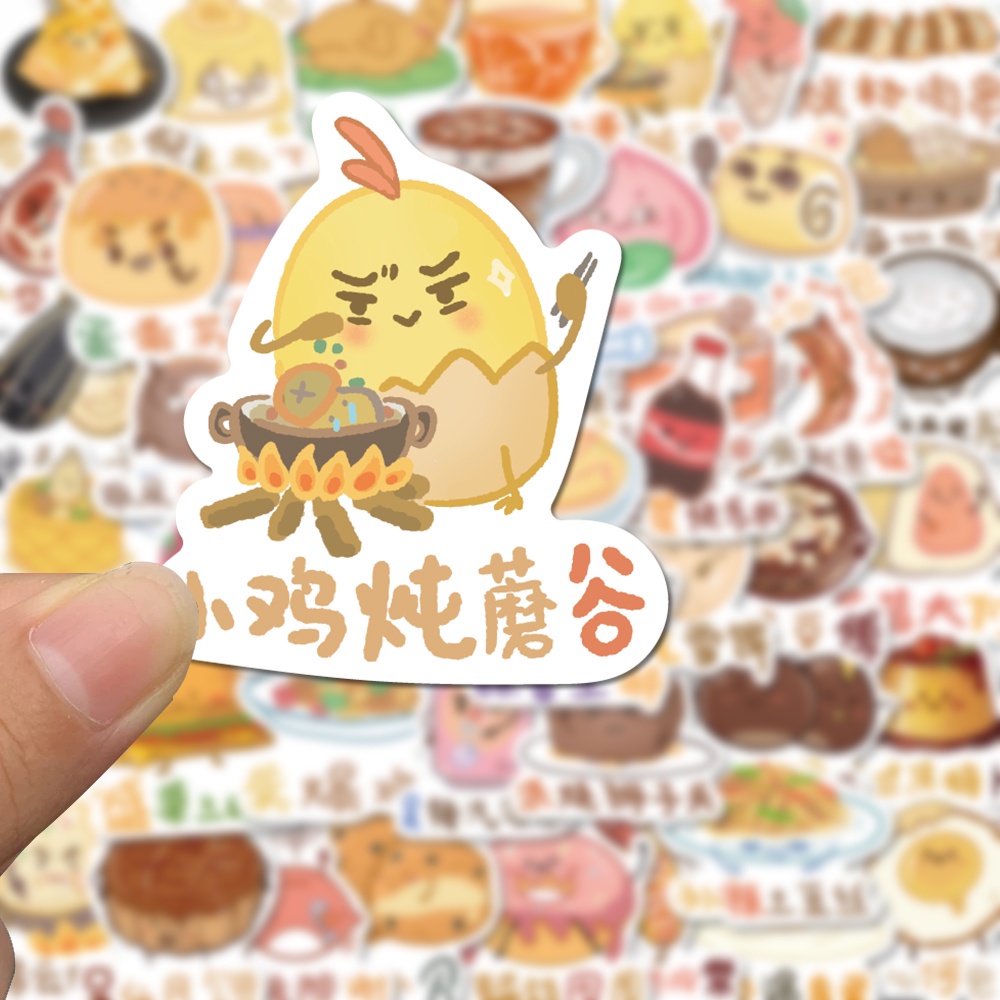 55 Pcs Makanan Kartun Lucu text cute Stiker laptop Cangkir Air Dekorasi sticker Tahan Air