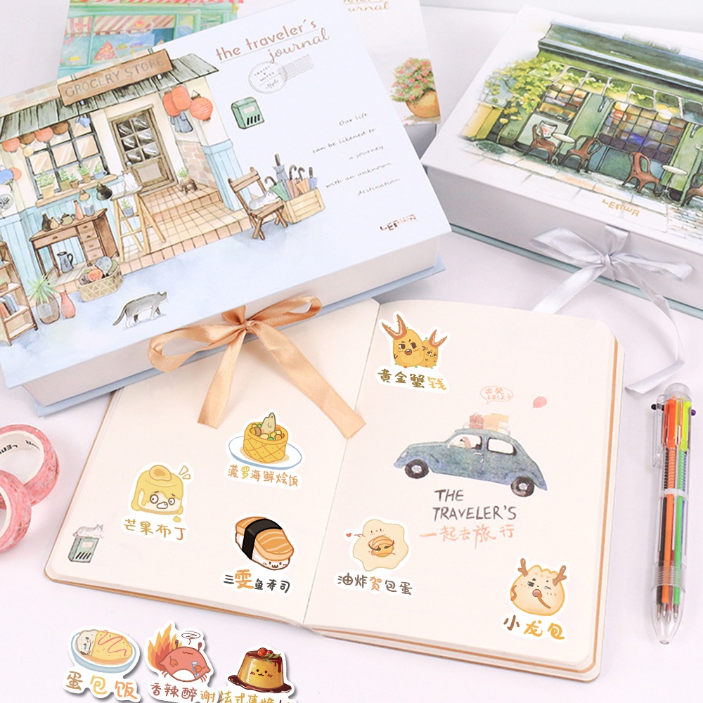 55 Pcs Makanan Kartun Lucu text cute Stiker laptop Cangkir Air Dekorasi sticker Tahan Air