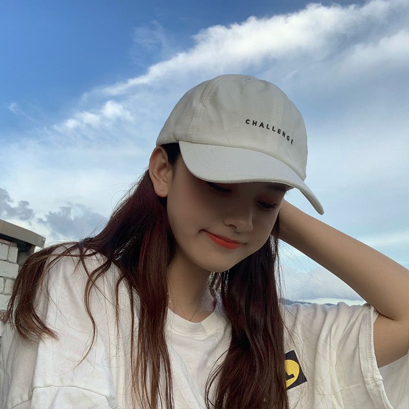 [littlecrab] Topi Baseball Cap Bordir Challenge Simple Aesthetic High Quality Polos Solid Color Fashion Topi Bisbol Korean Style