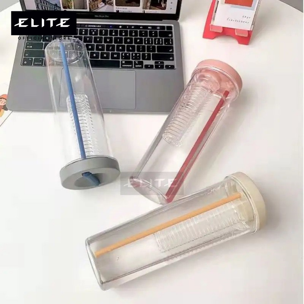 700ML BOTOL MINUM FILTER TRANSPARANT DENGAN SEDOTAN LIPAT / BOTOL MINUM BUILT IN FILTER