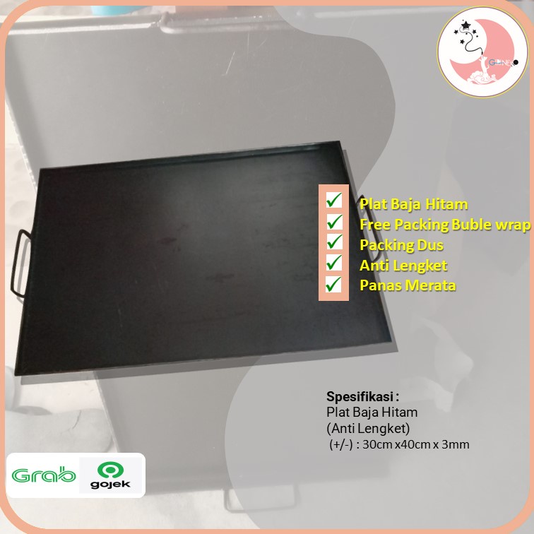 Wajan Datar Hitam Roti Bakar cumi kebab Bakar Bandung ukuran 30x40