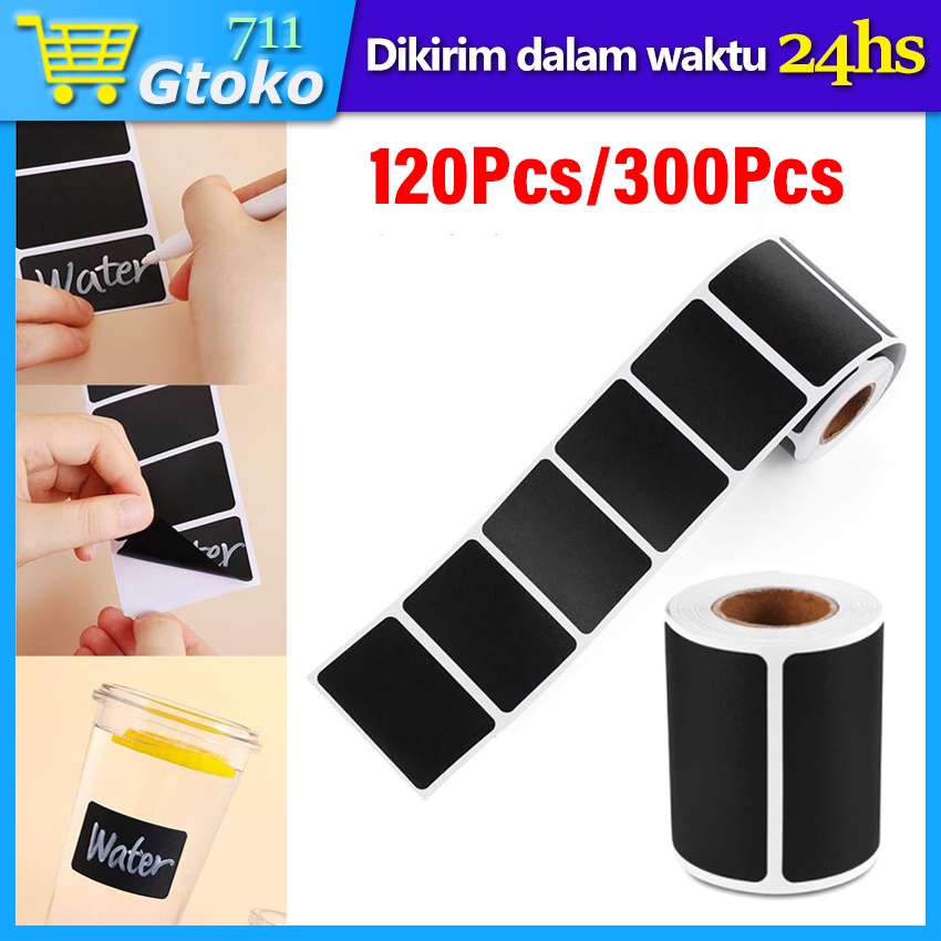 

Label Sticker Kertas Kosong Hitam Rectangle Shape Chalkboard Labels Stiker Toples Removable 120 / 300 Pcs