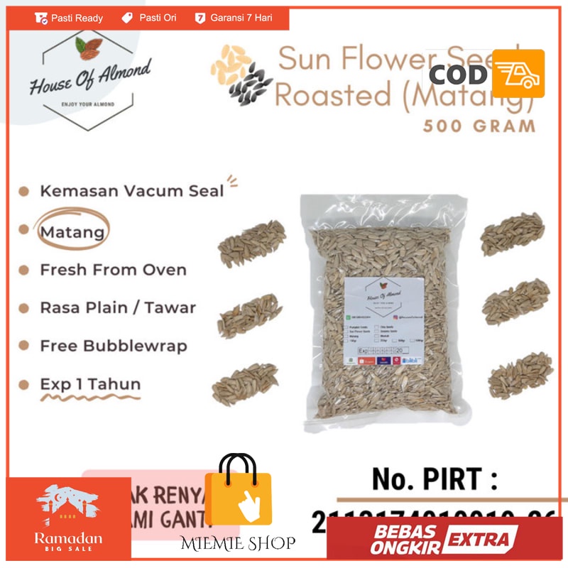 

Sun flower seed roasted 500gr / biji bunga matahari kupaskuaci