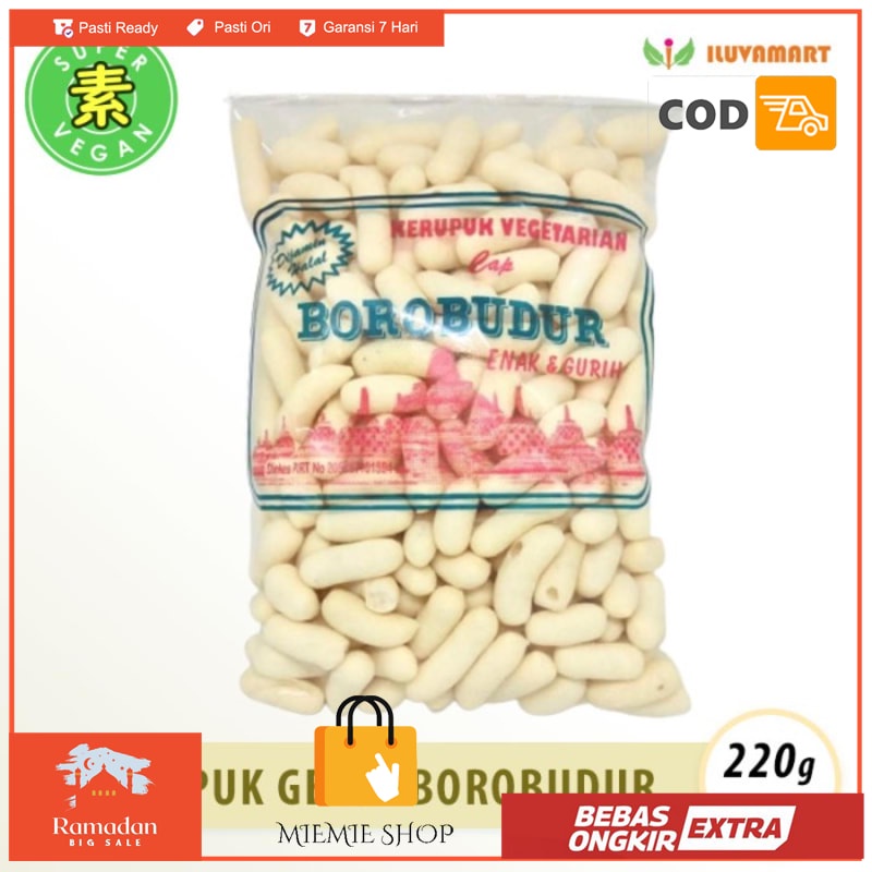 

Cap Borobudur Kerupuk Getas 220gr / Krupuk Atom Vegetarian Cemilan