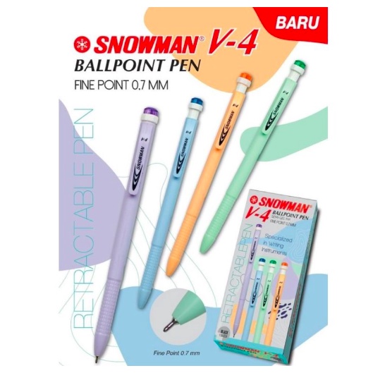 

[ISTY] Pen Snowman V4 0.7mm bolpoint V-4 / pena hitam