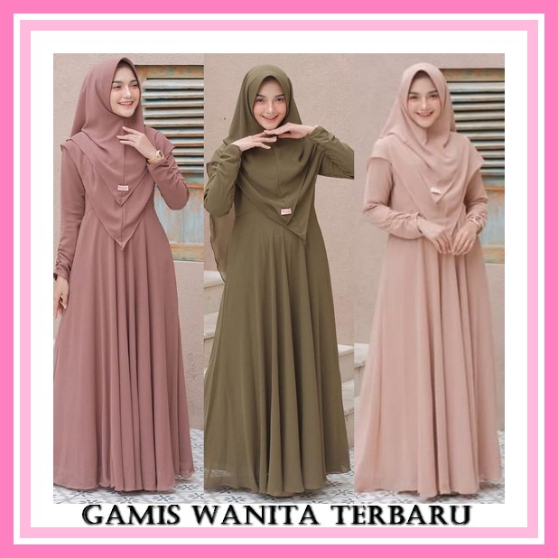 Baju Gamis Wanita Cantik Perempuan Cewek Remaja Dewasa Syari Syar'I Asdf Pesta Polos Simple Kondanga