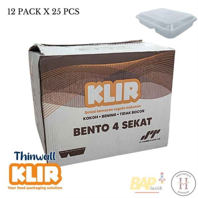 best produk] Thinwall Bento 4 Sekat 1 DUS 12 Pack KLIR - DOME