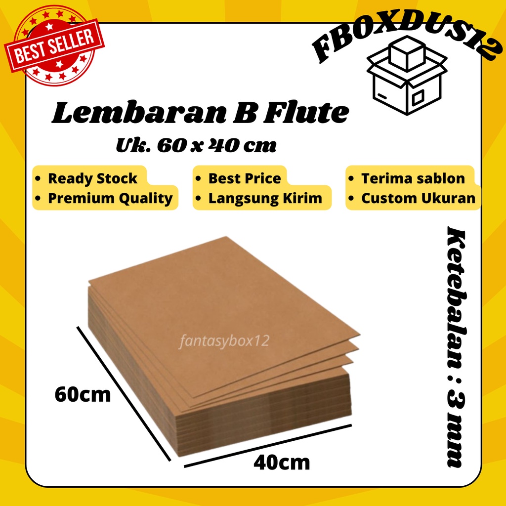 

KARDUS KARTON LEMBARAN UK.60x40CM SINGLE WALLCORRUGATED SHEET POLOS BARU ( MINIMAL ORDER 10 PCS )