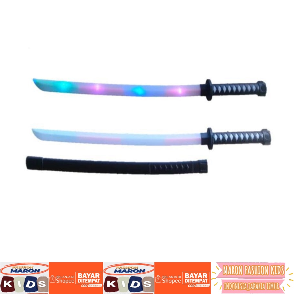 MAINAN ANAK PEDANG KATANA SAMURAI DENGAN LAMPU LED BISA COD SAME DAY DAN INSTAN