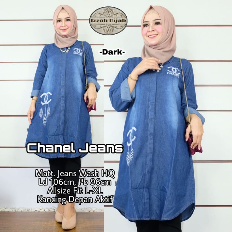 Atasan Wanita Tunik Jeans Chanel By Izzah