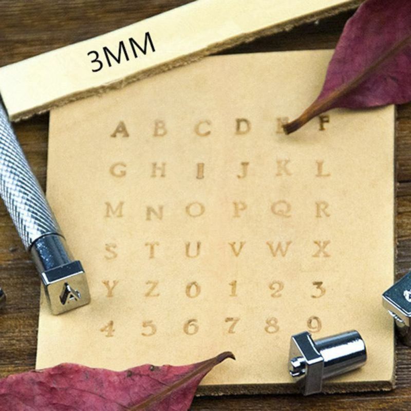 36pcs Alphabet Stamp Set Stempel Punch Huruf Alfabet Angka Bahan Baja Untuk Kulit