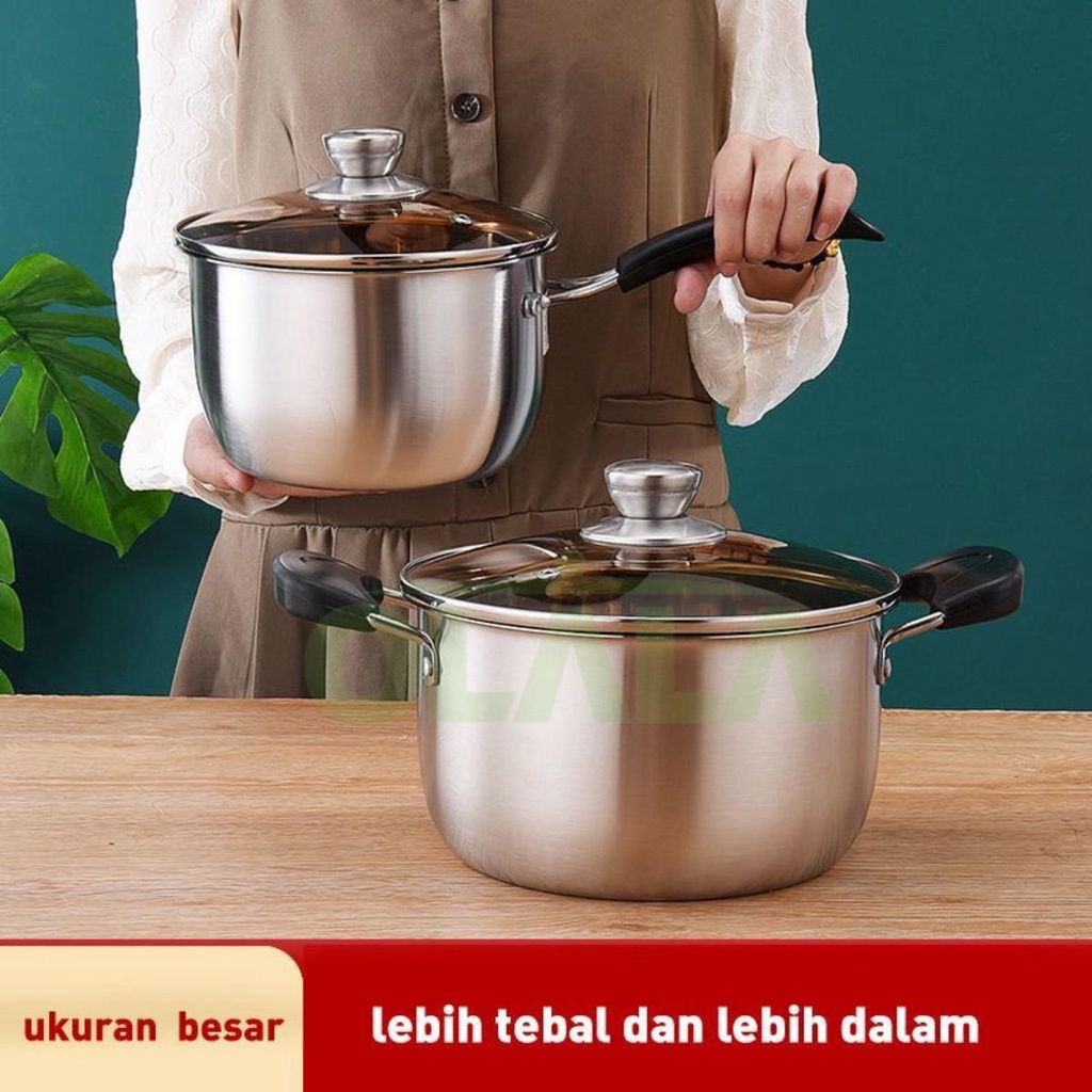 PANCI SET 4IN1 TUTUP KACA PANCI SUSU 18CM + PANCI SUP 20CM SET PANCI STAINLESS OLL-CH4621