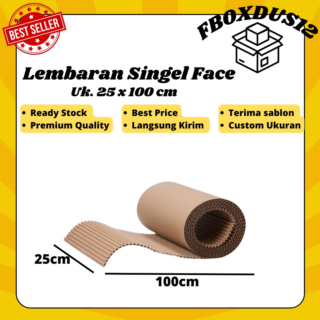 

Single Face/Lembaran Dus/Karton Lembaran Polos - 25 x 100 cm ( MINIMAL ORDER 5 PCS )