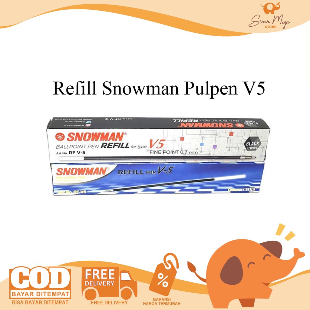 

DIJUAL LUSINAN Snowman Refill Pulpen V5 0.7mm Black Blue Red / Isi Ulang Ballpoint Pena Hitam, Biru & Merah Murah
