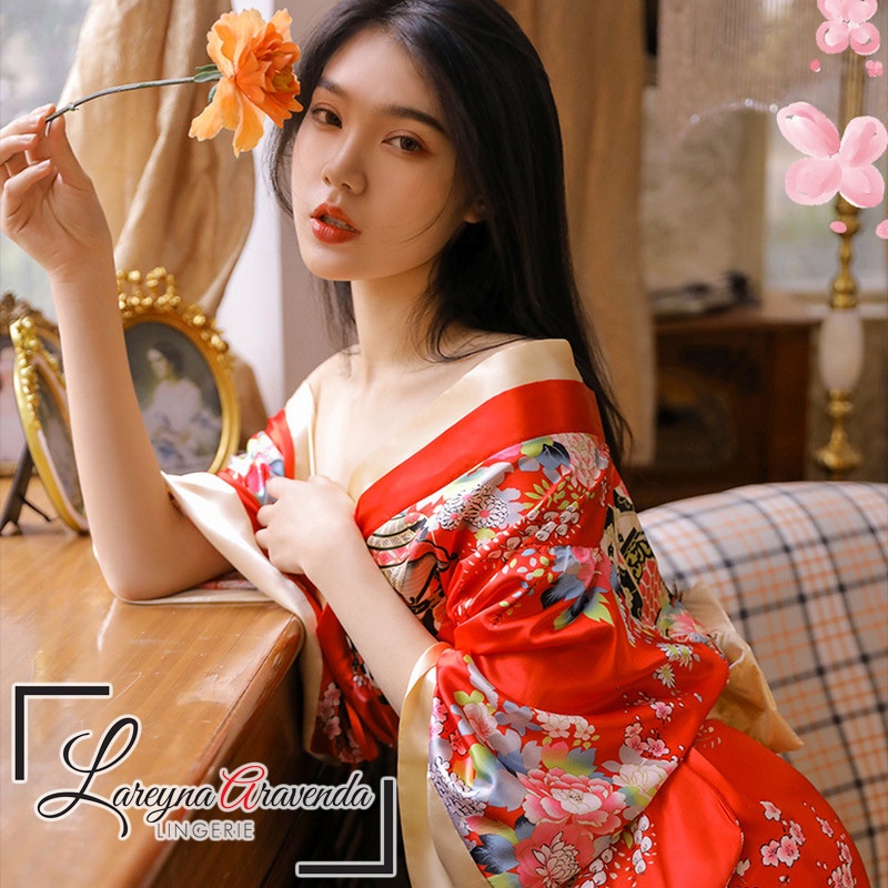 Lareyna Aravenda Set Lingerie + CD Model Kimono Sakura Luxury Sabuk Besar LG109