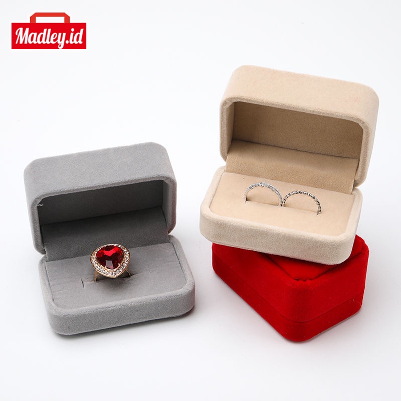 MAdley - Kotak Cincin Kotak Perhiasan Kalung Beludru Velvet Ring Box Lamaran Seserahan Wedding TK07