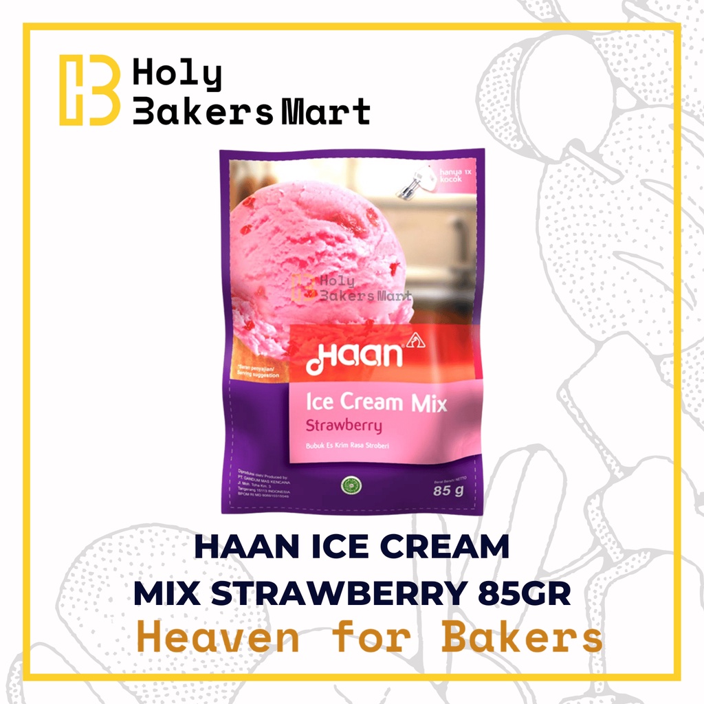 

HAAN ICE CREAM MIX STRAWBERRY 85GR / BUBUK ES KRIM RASA STRAWBERRY / BUBUK ICE CREAM / ICE CREAM MIX