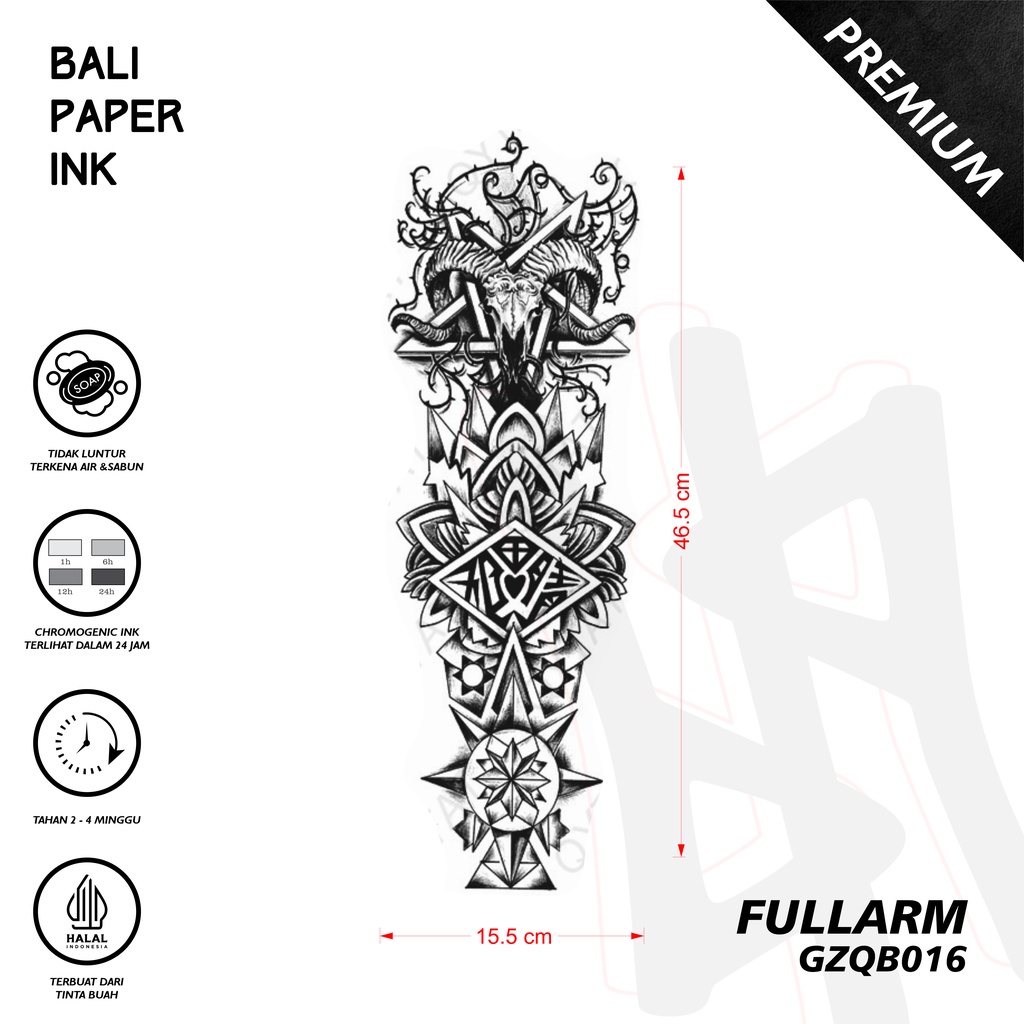 Bali Paper Ink GZQB016 Bpomet Fruit Ink Tatto Temporary Premium Tato Temporer Full Lengan - Tato Len