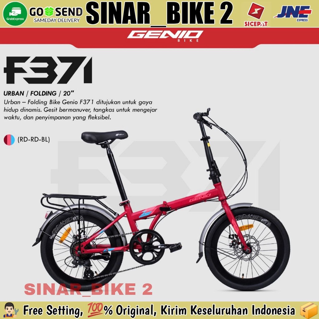 Sepeda Lipat 16 &amp; 20 Inch GENIO F 371 Boncengan  Rem Cakram 7 Speed