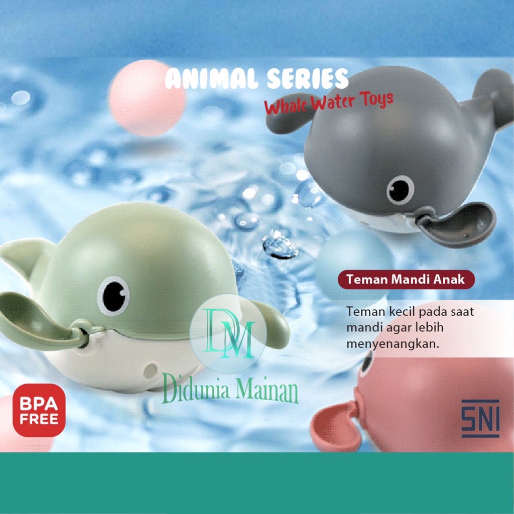 Mainan mandi anak bayi hewan ikan paus berenang bath toys swimming whale cute animal