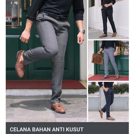 CELANA KANTOR FORMAL PRIA SLIMFIT BAHAN DASAR KAIN WOLL KUALITAS