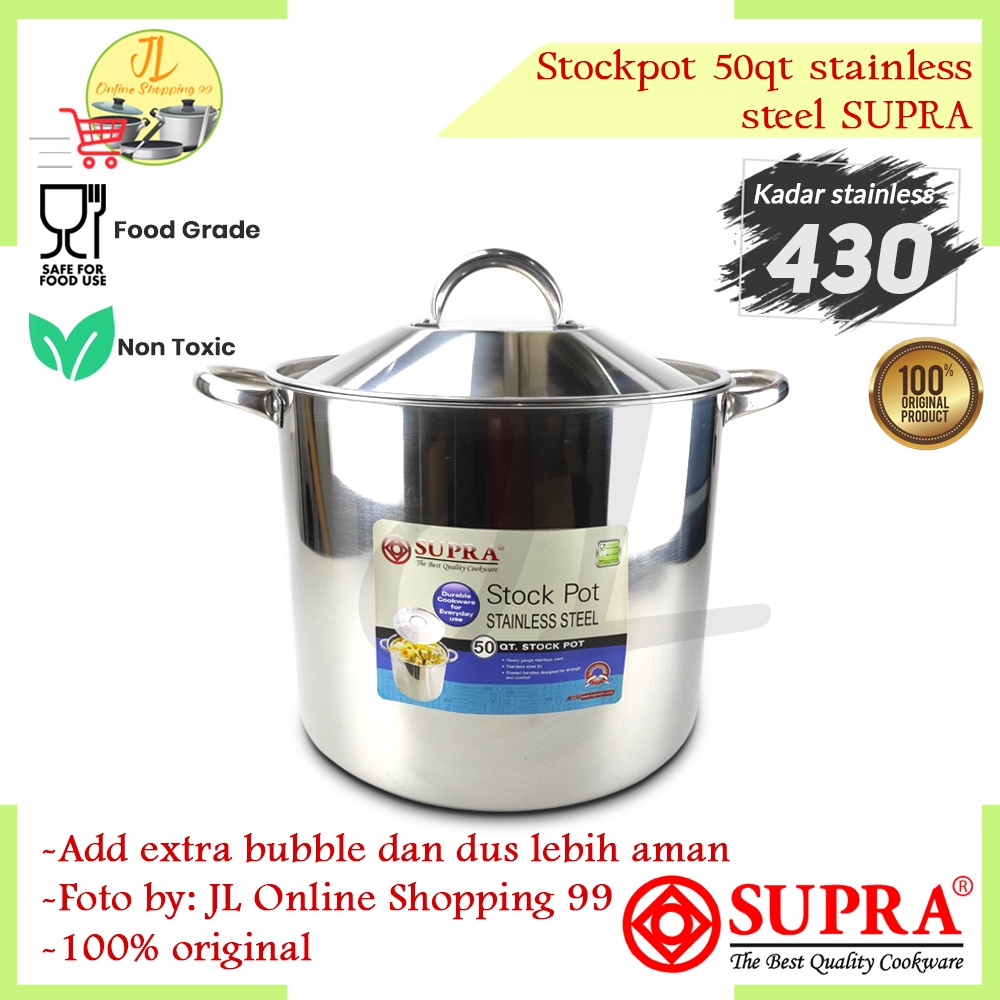 SUPRA stockpot 50qt 47Liter + / panci tinggi jumbo stainless + tutup / panci rebus sayur