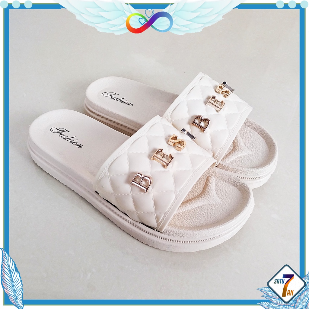 Sandal Slip On Wanita Fashion Style Korea Sandal Slop Flat Motif Sandal Cewek Kasual Nyaman PVC Satu7an SPT-51