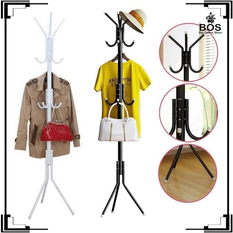 GANTUNGAN TIANG BESI BERDIRI SERBAGUNA / HANGER STANDING BAJU TAS TOPI MULTIFUNGSI