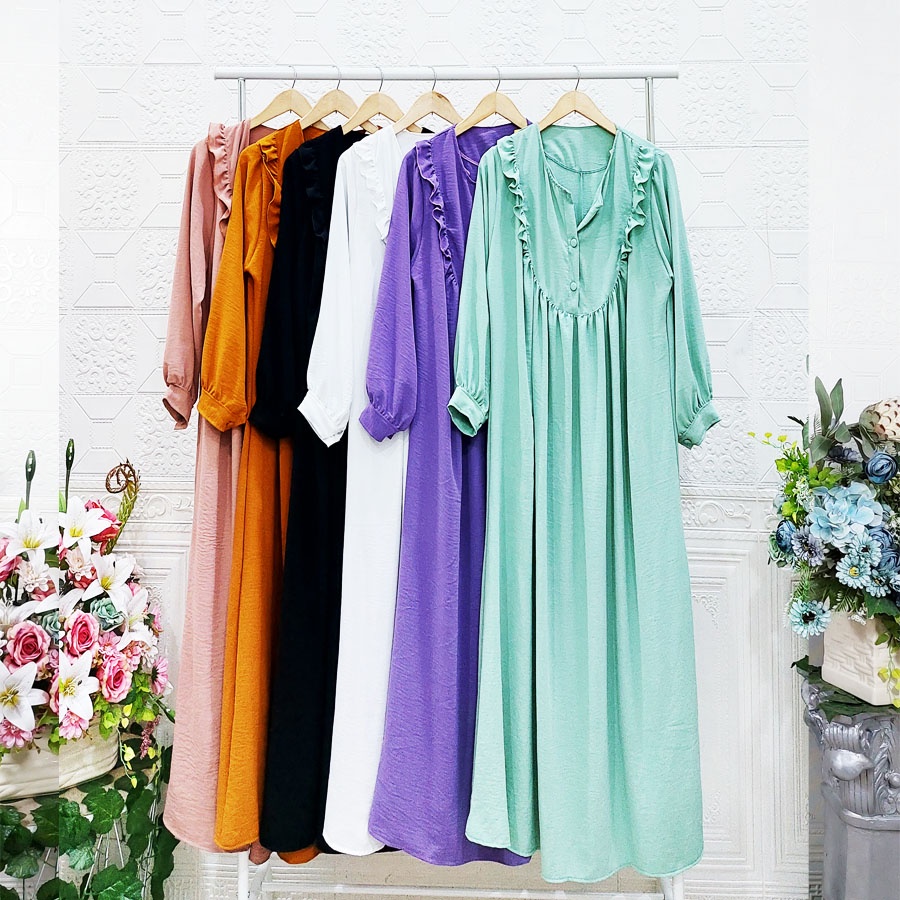 CARLINA AFWA PREMIUM CRINGKLE AIRFLOW GAMIS PANJANG JUMBO BUSUI WANITA CANTIK