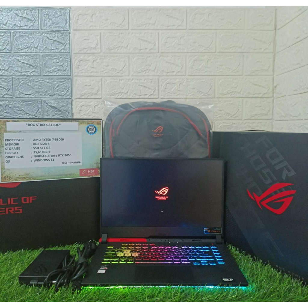 ROG STRIX G513QC AMD RYZEN 7-5800H RAM 8GB SSD 512GB NVIDIA RTX 3050 15,6 INCH ( LAPTOP + BOX )