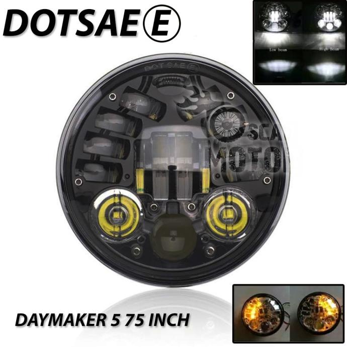 LAMPU DEPAN MOTOR HEADLAMP DAYMAKER BULAT HARLEY BIG LED PREDATOR MOTO